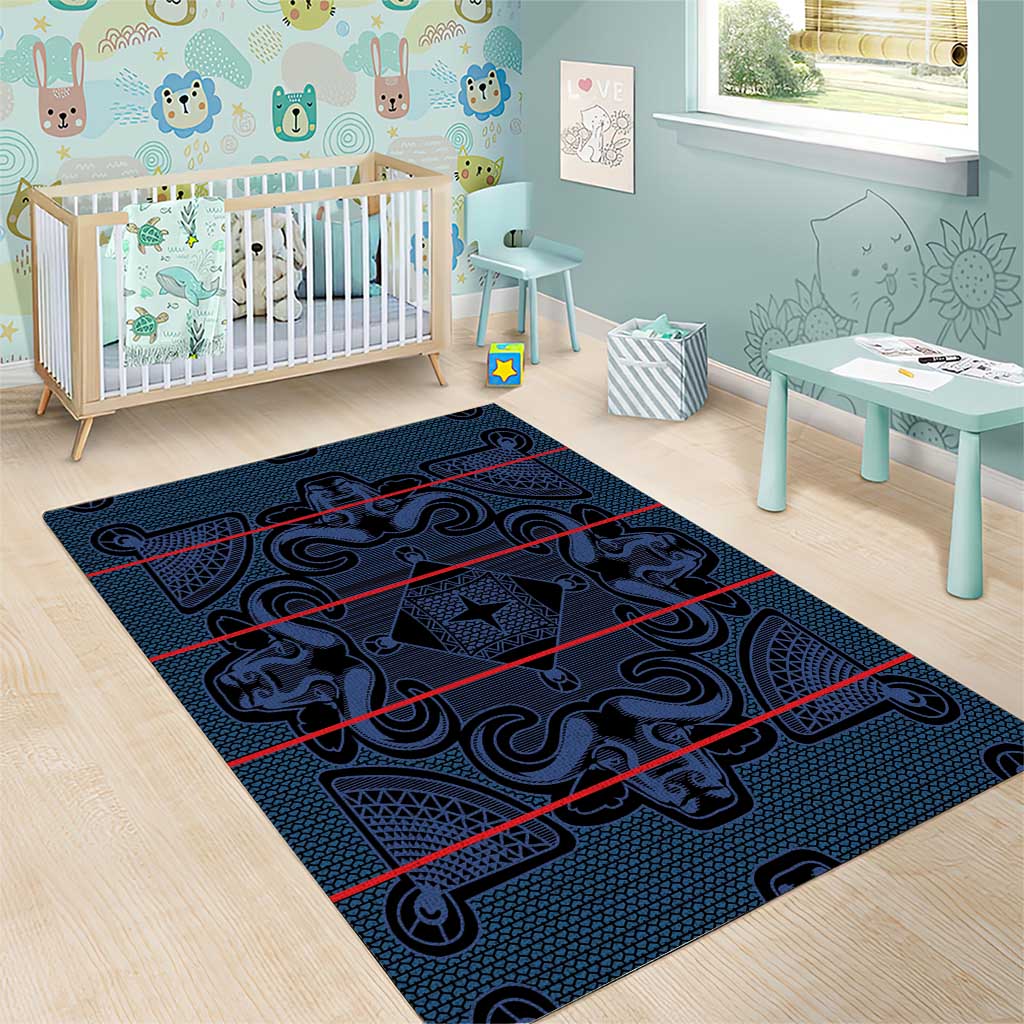 Basotho Blanket Area Rug Lesotho Motlatsi Seanamarena Heritage - Blue LT15