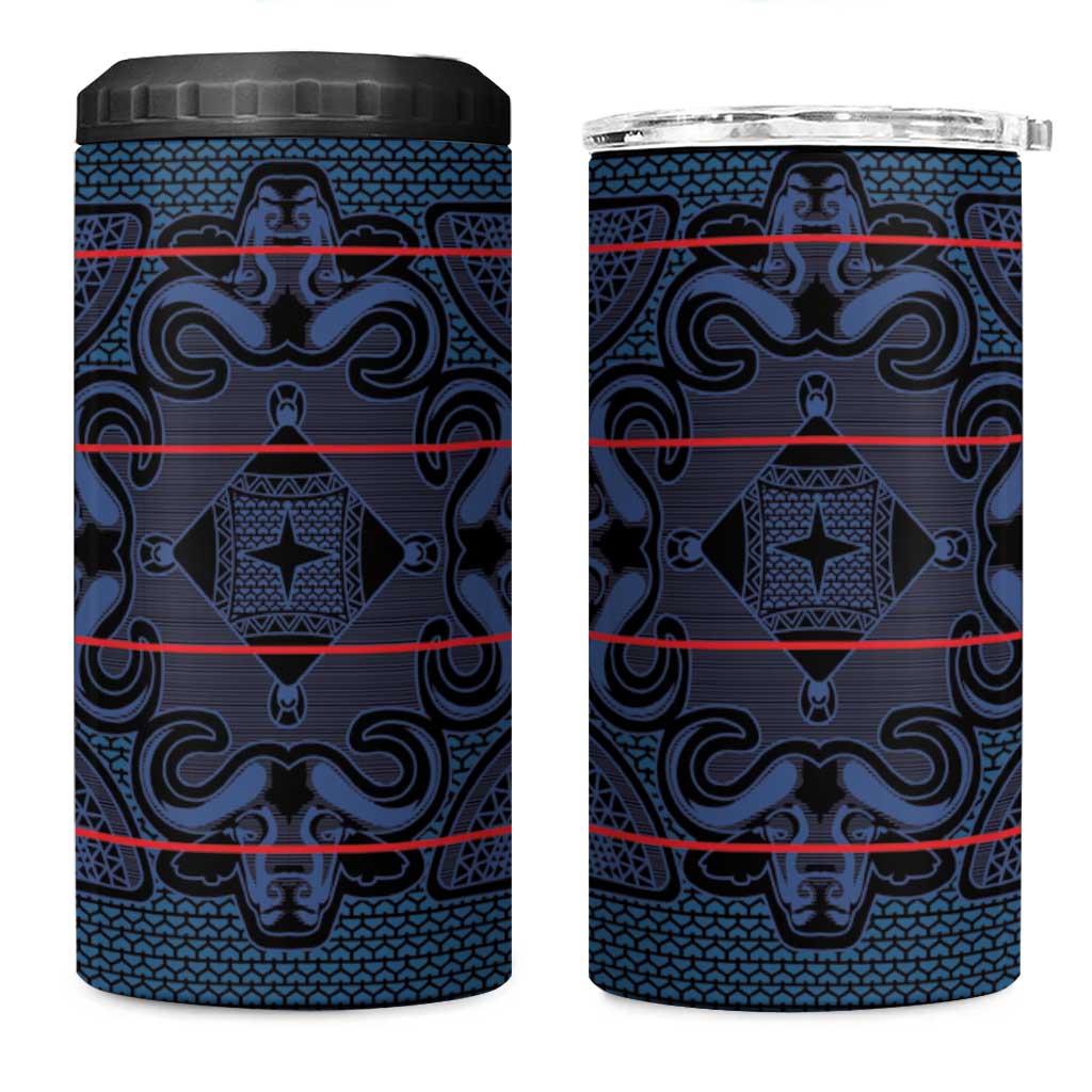 Basotho Blanket 4 in 1 Can Cooler Tumbler Lesotho Motlatsi Seanamarena Heritage - Blue LT15
