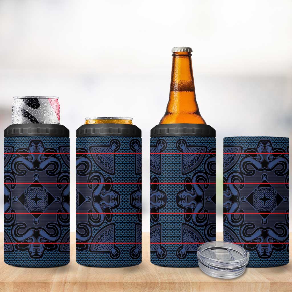 Basotho Blanket 4 in 1 Can Cooler Tumbler Lesotho Motlatsi Seanamarena Heritage - Blue LT15