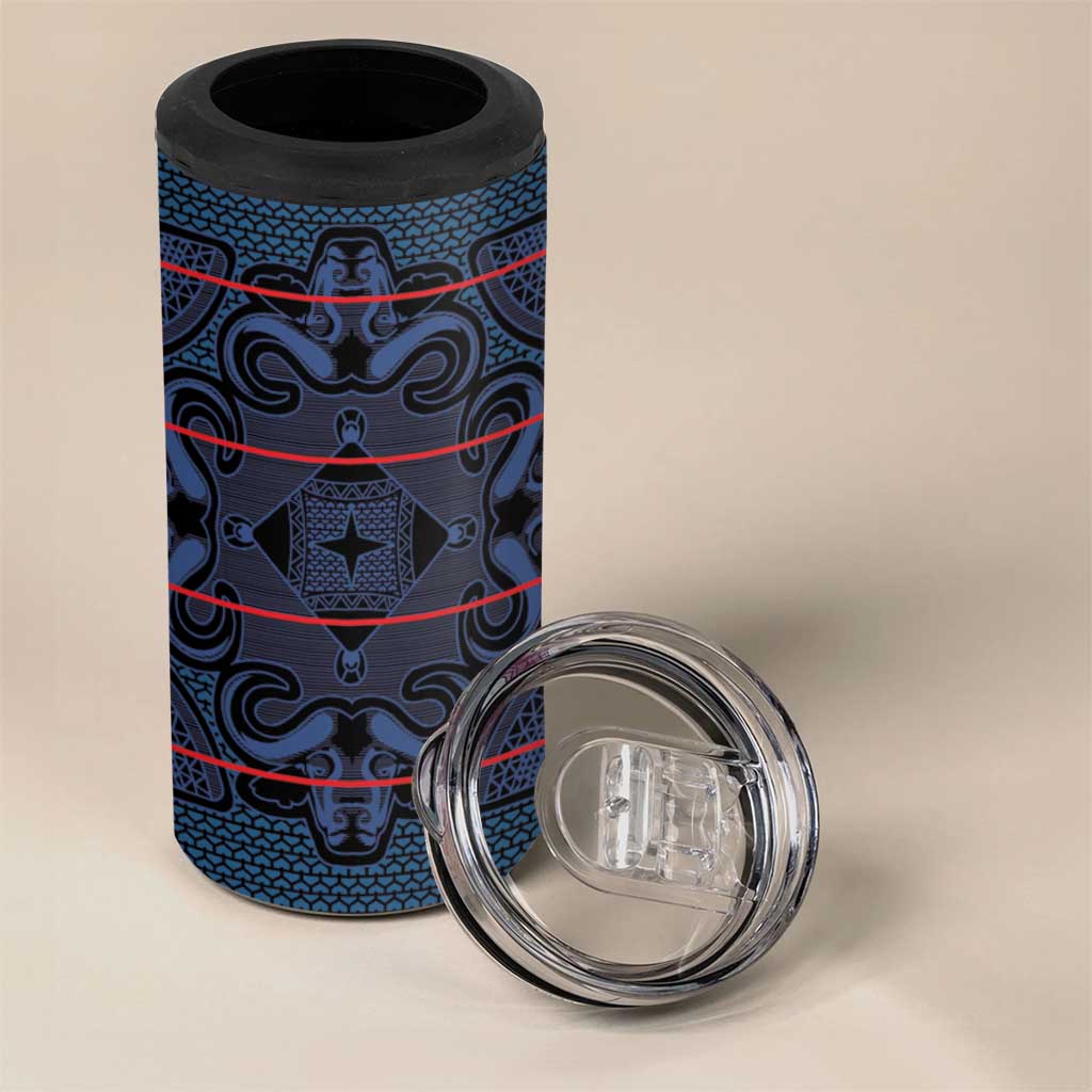 Basotho Blanket 4 in 1 Can Cooler Tumbler Lesotho Motlatsi Seanamarena Heritage - Blue LT15