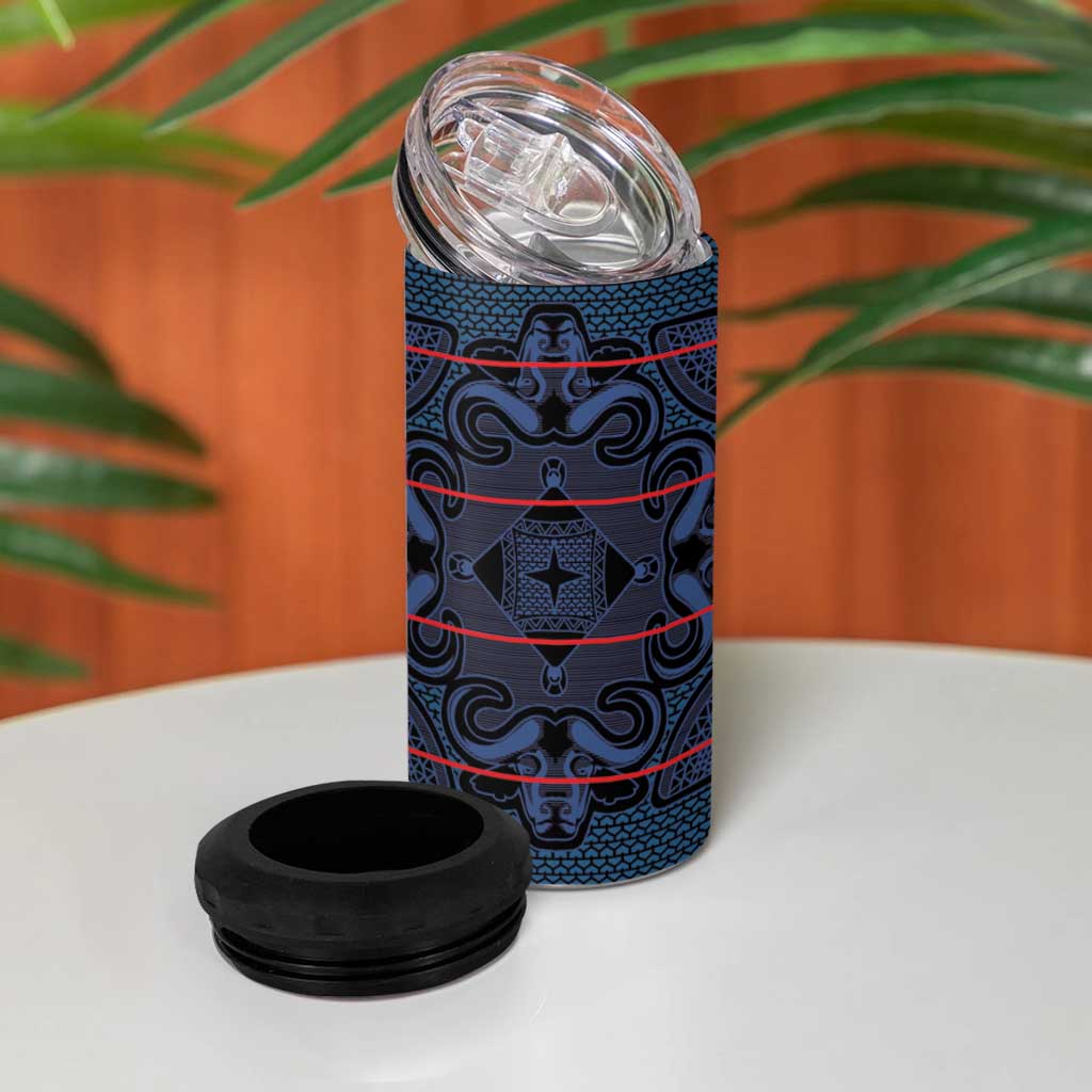 Basotho Blanket 4 in 1 Can Cooler Tumbler Lesotho Motlatsi Seanamarena Heritage - Blue LT15