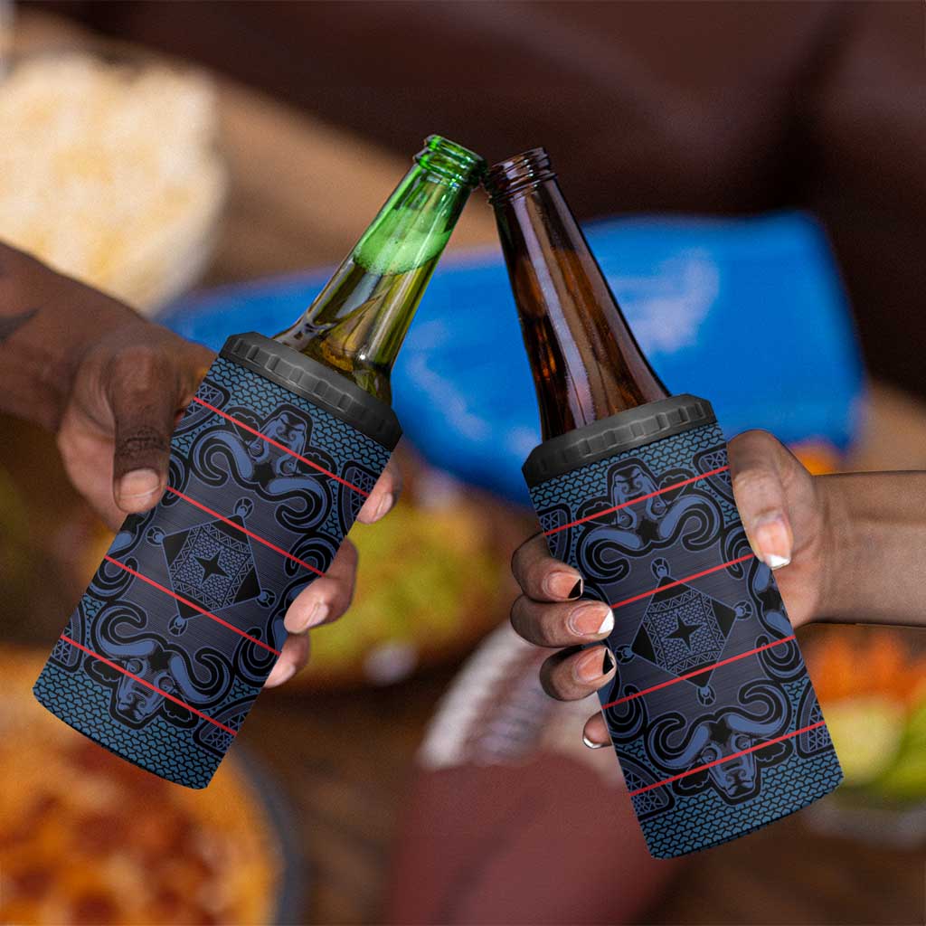 Basotho Blanket 4 in 1 Can Cooler Tumbler Lesotho Motlatsi Seanamarena Heritage - Blue LT15