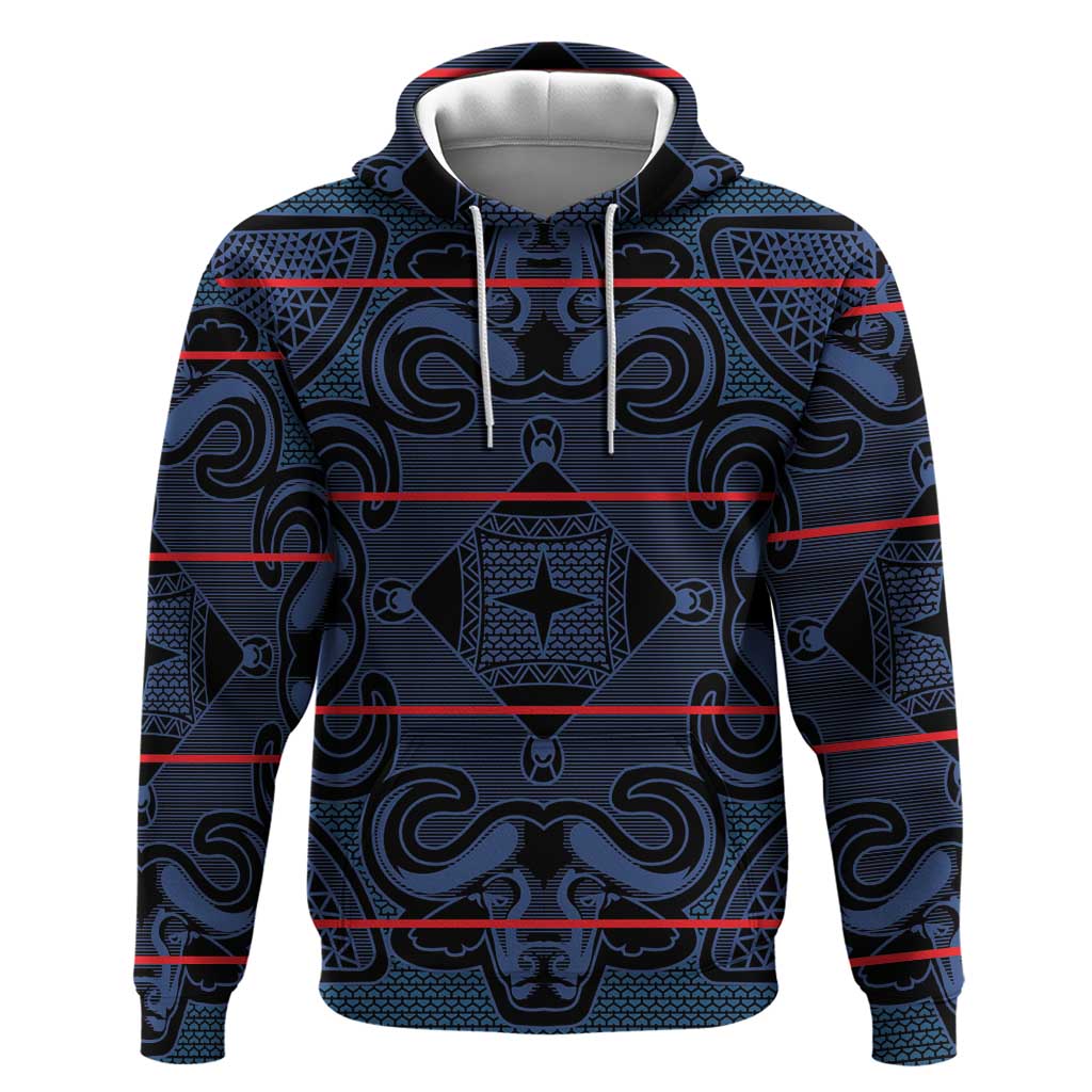 Lesotho Seanamarena - Motlatsi Hoodie Basotho Traditional Blanket Style - Blue LT15