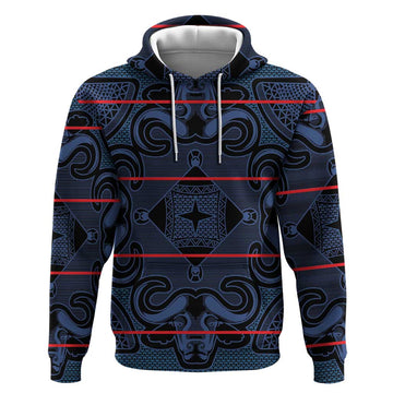 Lesotho Seanamarena - Motlatsi Hoodie Basotho Traditional Blanket Style - Blue LT15