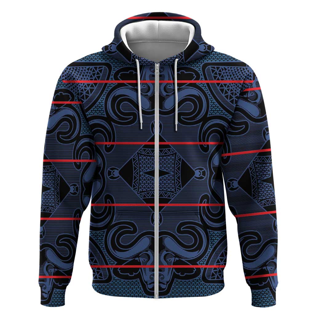 Lesotho Seanamarena - Motlatsi Hoodie Basotho Traditional Blanket Style - Blue LT15