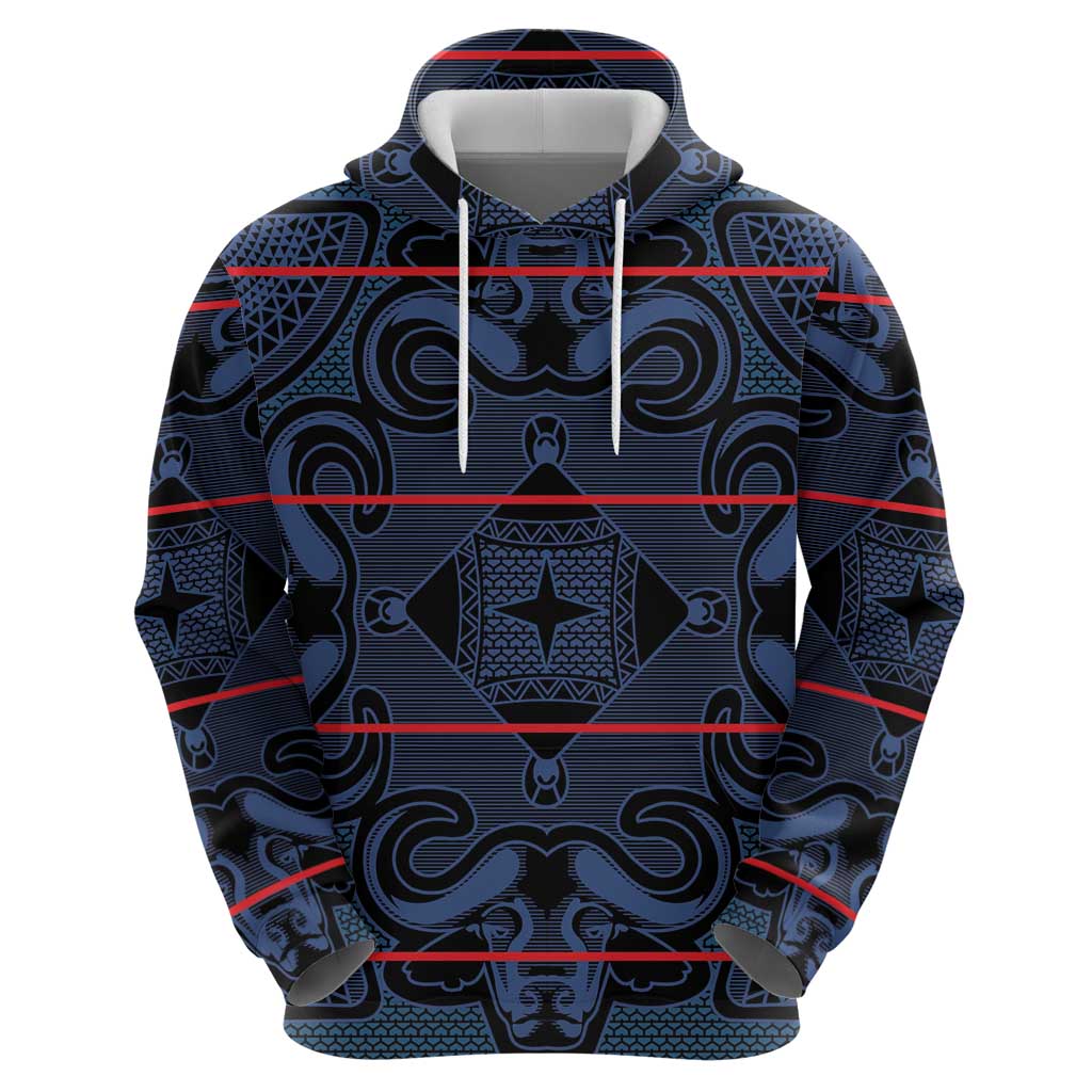 Lesotho Seanamarena - Motlatsi Hoodie Basotho Traditional Blanket Style - Blue LT15