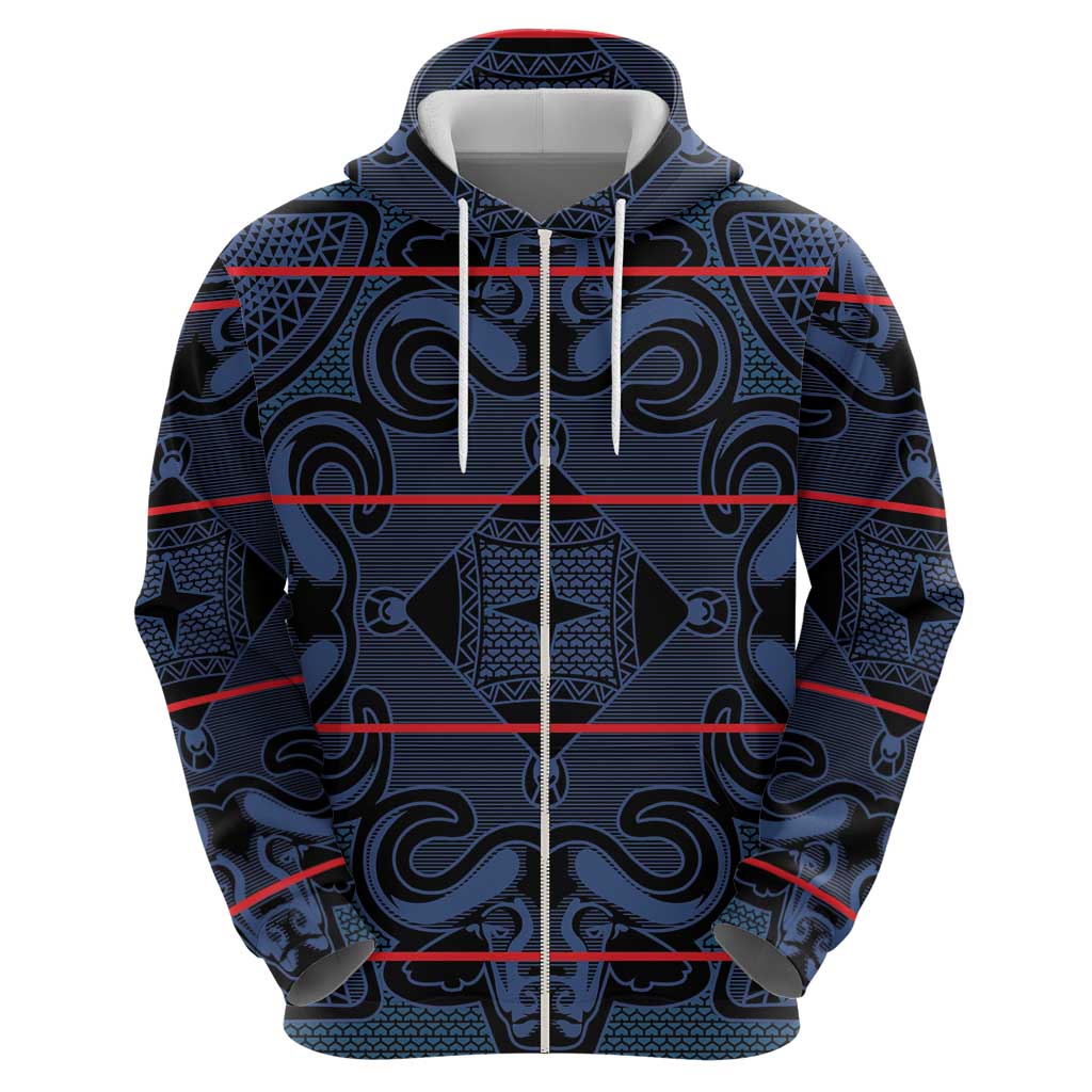 Lesotho Seanamarena - Motlatsi Hoodie Basotho Traditional Blanket Style - Blue LT15
