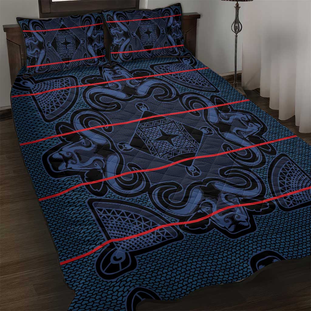 Basotho Blanket Quilt Bed Set Lesotho Motlatsi Seanamarena Heritage - Blue LT15