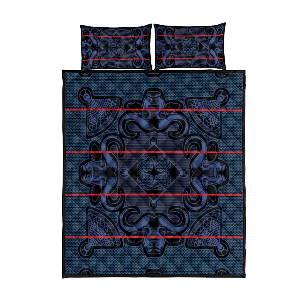 Basotho Blanket Quilt Bed Set Lesotho Motlatsi Seanamarena Heritage - Blue LT15