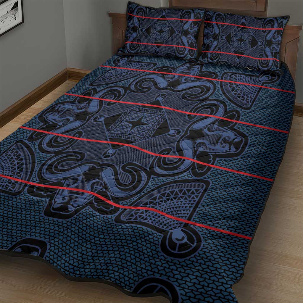 Basotho Blanket Quilt Bed Set Lesotho Motlatsi Seanamarena Heritage - Blue LT15