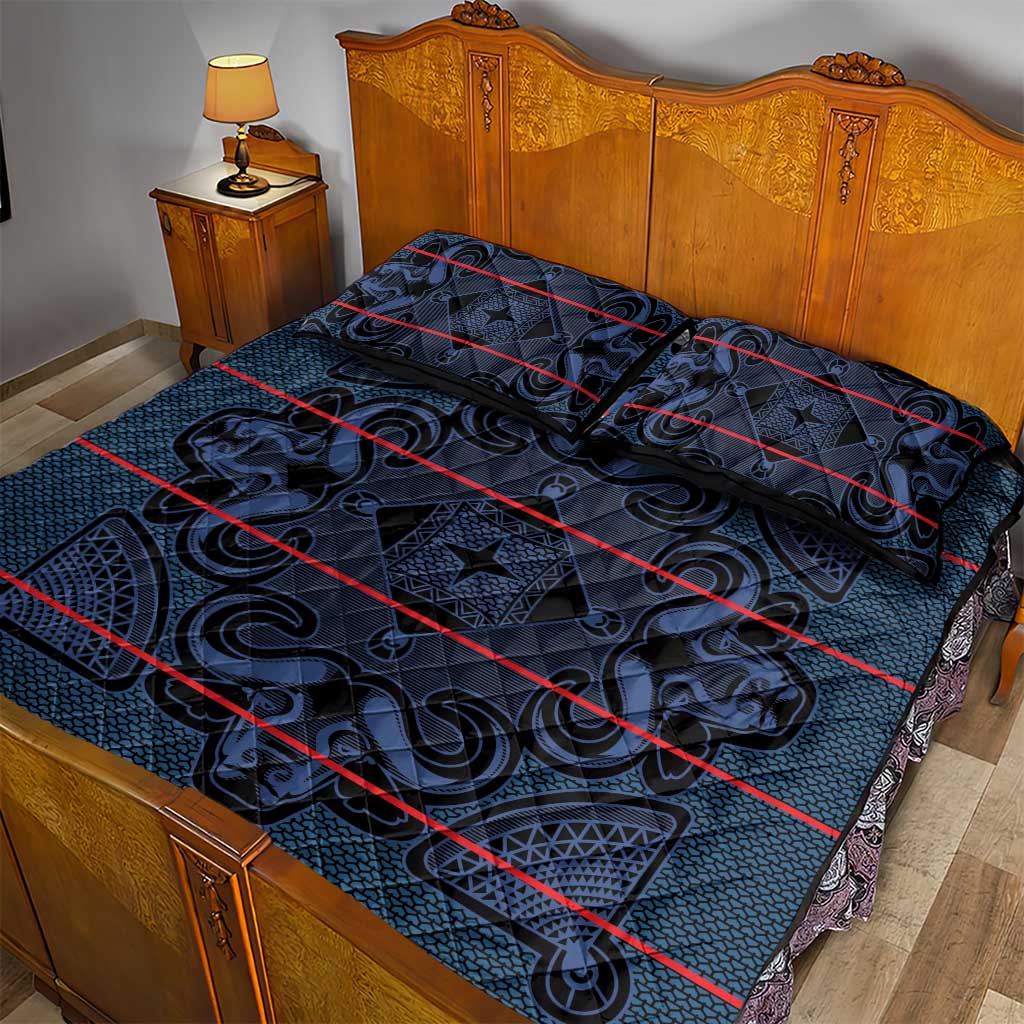 Basotho Blanket Quilt Bed Set Lesotho Motlatsi Seanamarena Heritage - Blue LT15