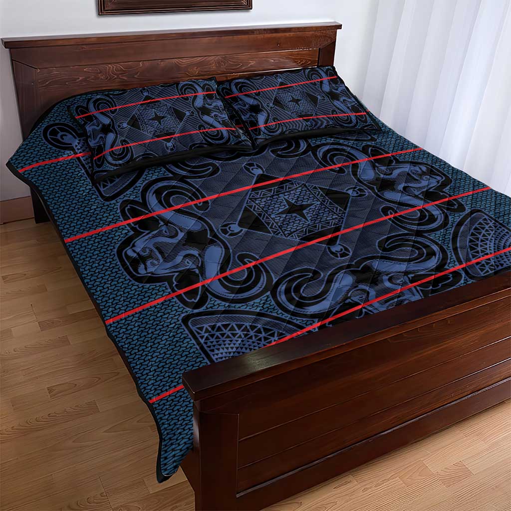 Basotho Blanket Quilt Bed Set Lesotho Motlatsi Seanamarena Heritage - Blue LT15