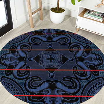 Basotho Blanket Round Carpet Lesotho Motlatsi Seanamarena Heritage - Blue LT15