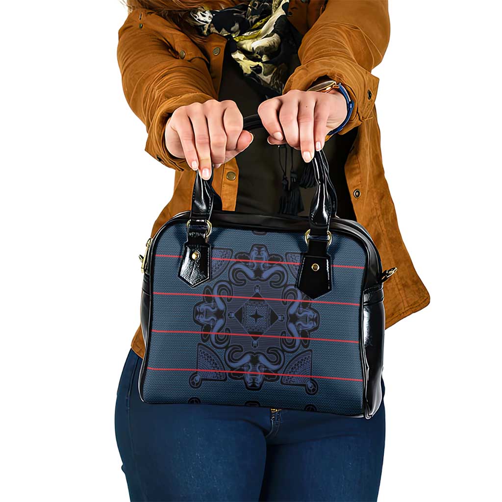 Lesotho Seanamarena - Motlatsi Shoulder Handbag Basotho Traditional Blanket Style - Blue LT15