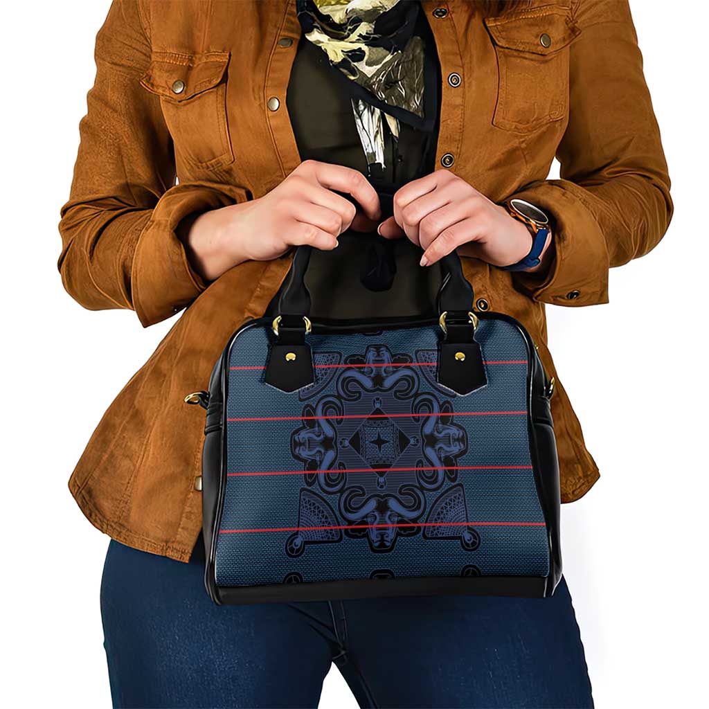 Lesotho Seanamarena - Motlatsi Shoulder Handbag Basotho Traditional Blanket Style - Blue LT15