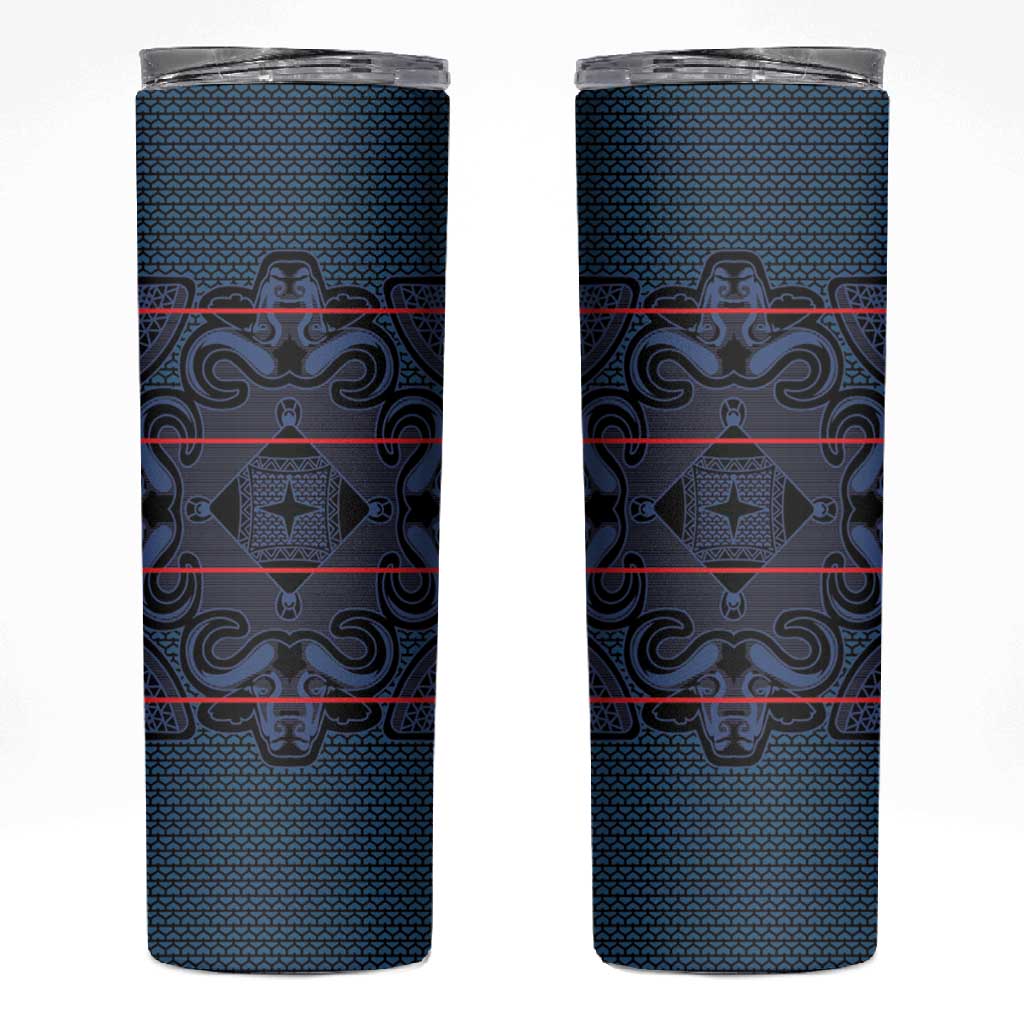 Basotho Blanket Skinny Tumbler Lesotho Motlatsi Seanamarena Heritage - Blue LT15