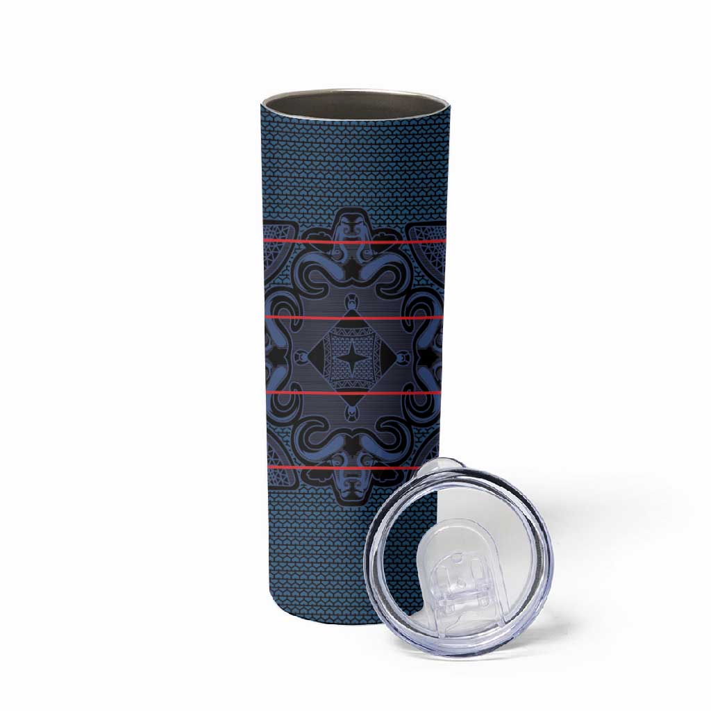 Basotho Blanket Skinny Tumbler Lesotho Motlatsi Seanamarena Heritage - Blue LT15