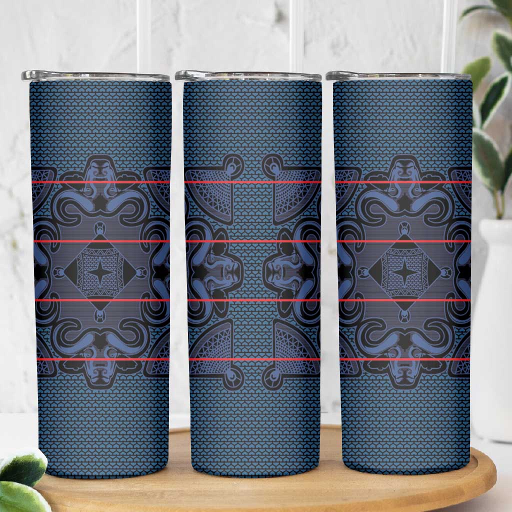 Basotho Blanket Skinny Tumbler Lesotho Motlatsi Seanamarena Heritage - Blue LT15