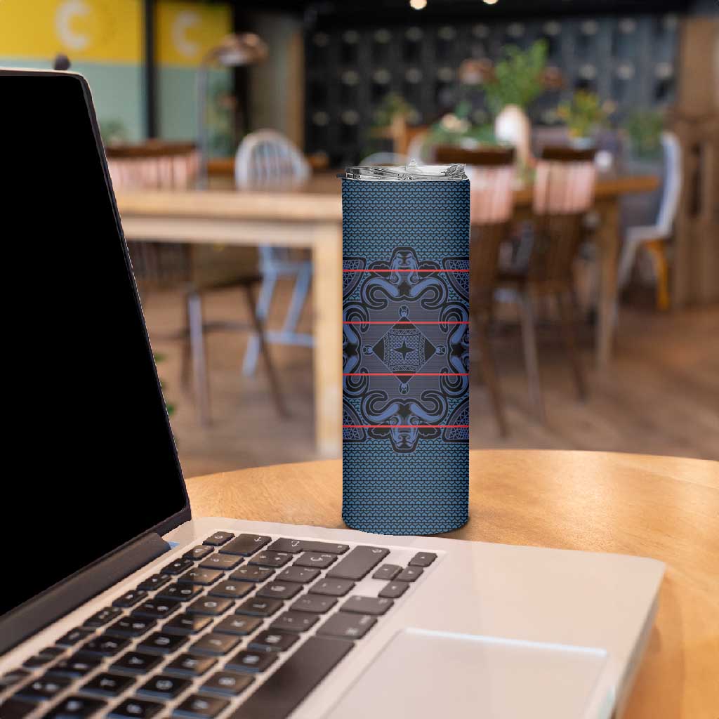 Basotho Blanket Skinny Tumbler Lesotho Motlatsi Seanamarena Heritage - Blue LT15