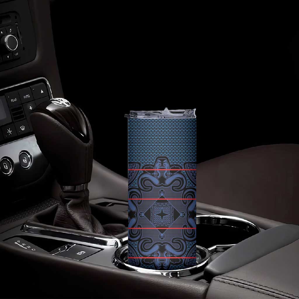 Basotho Blanket Skinny Tumbler Lesotho Motlatsi Seanamarena Heritage - Blue LT15