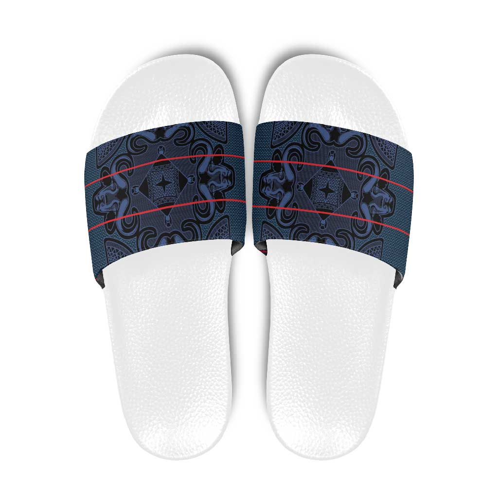 Lesotho Seanamarena - Motlatsi Slide Sandals Basotho Traditional Blanket Style - Blue LT15