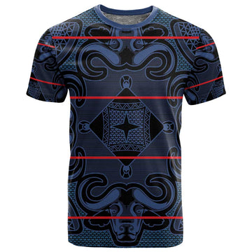 Basotho Blanket T shirt Lesotho Motlatsi Seanamarena Heritage - Blue LT15