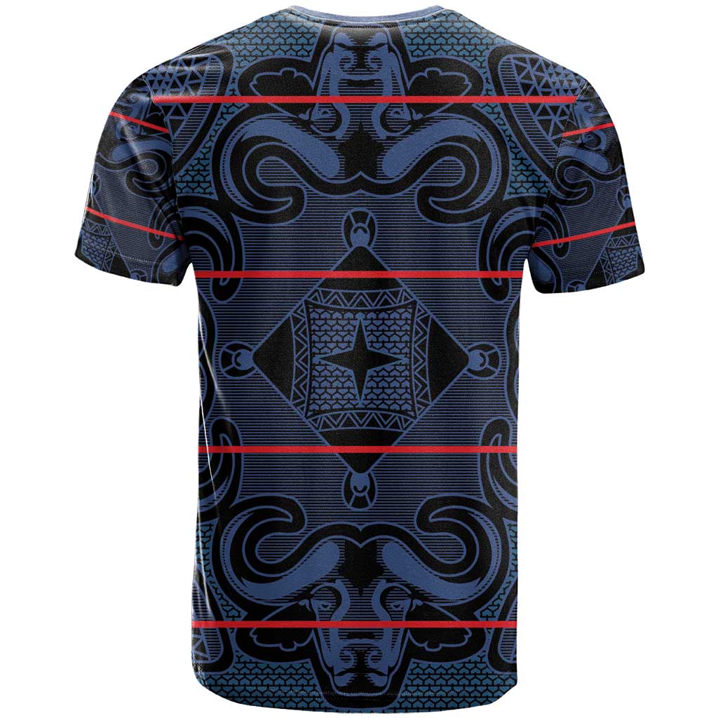 Basotho Blanket T shirt Lesotho Motlatsi Seanamarena Heritage - Blue LT15