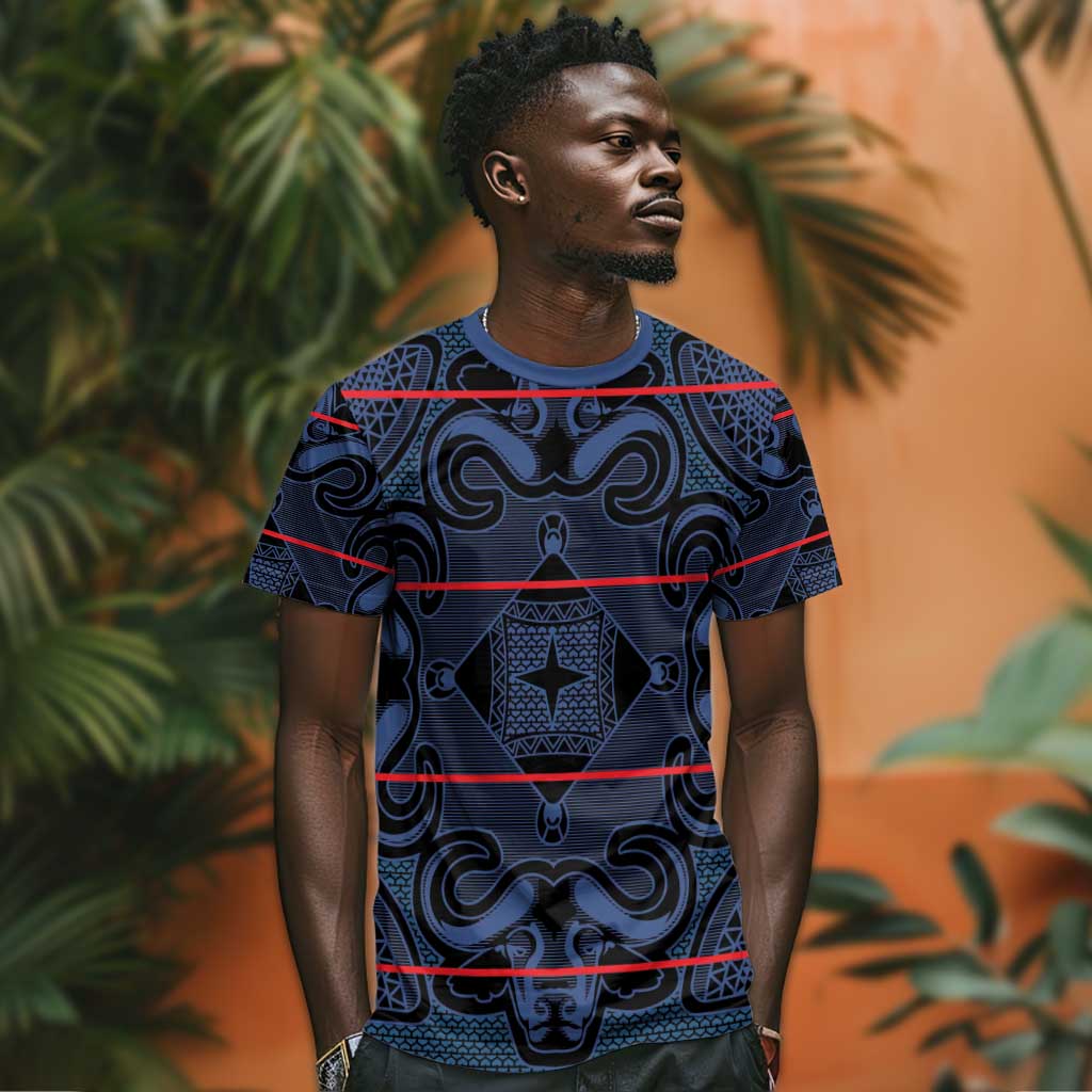 Basotho Blanket T shirt Lesotho Motlatsi Seanamarena Heritage - Blue LT15
