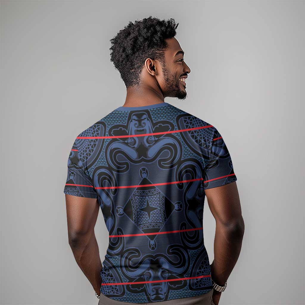 Basotho Blanket T shirt Lesotho Motlatsi Seanamarena Heritage - Blue LT15