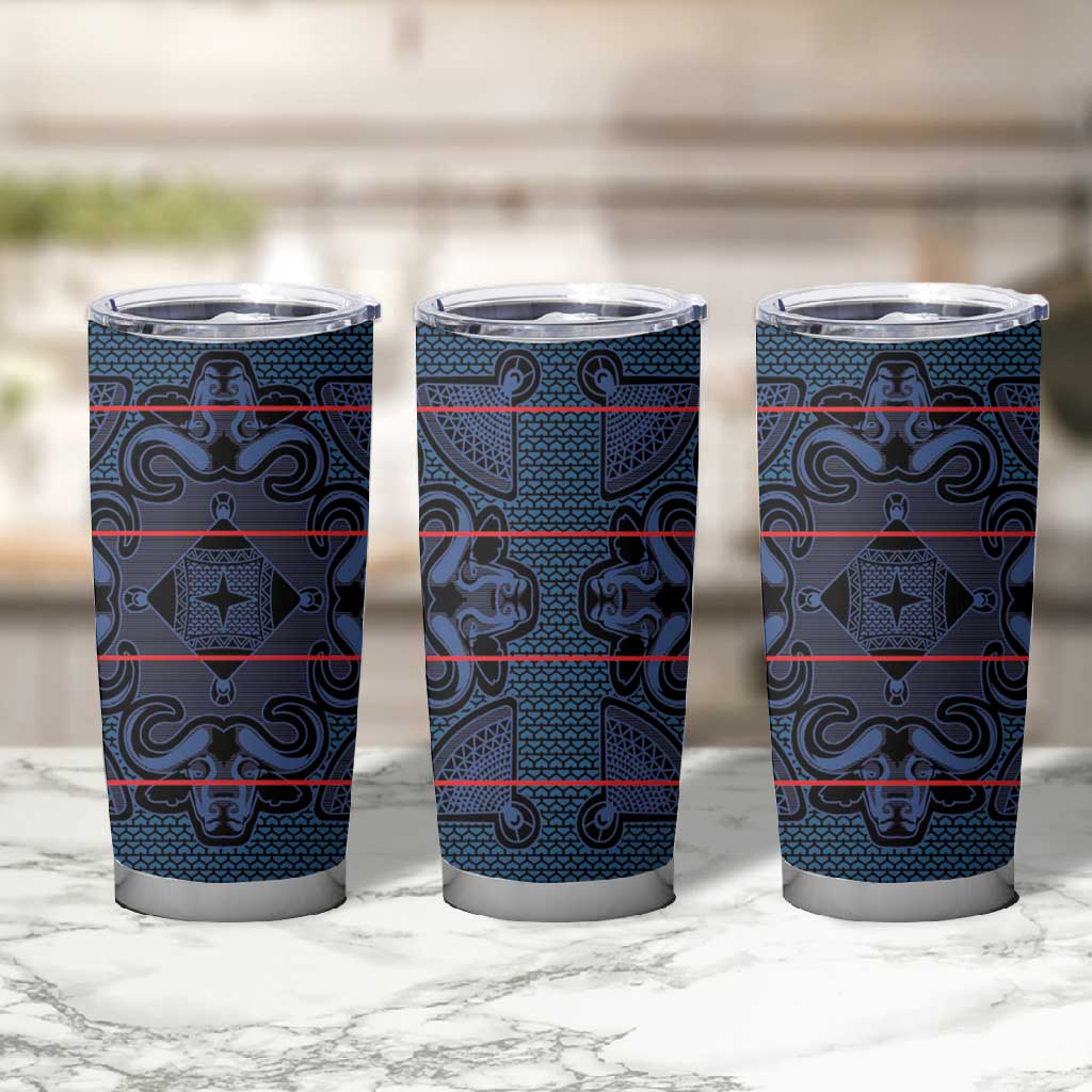 Basotho Blanket Tumbler Cup Lesotho Motlatsi Seanamarena Heritage - Blue LT15