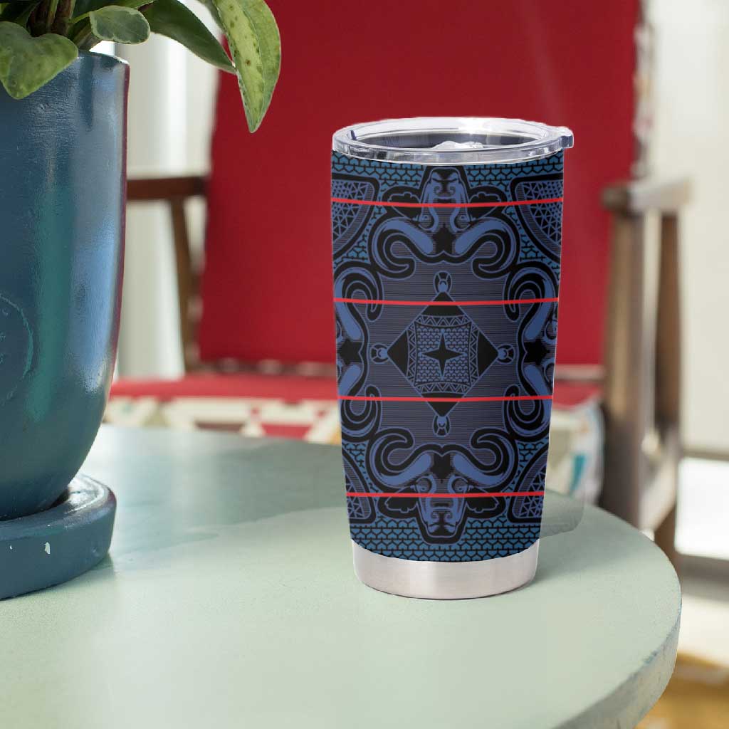 Basotho Blanket Tumbler Cup Lesotho Motlatsi Seanamarena Heritage - Blue LT15