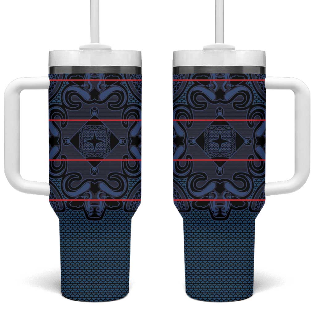 Basotho Blanket Tumbler With Handle Lesotho Motlatsi Seanamarena Heritage - Blue LT15