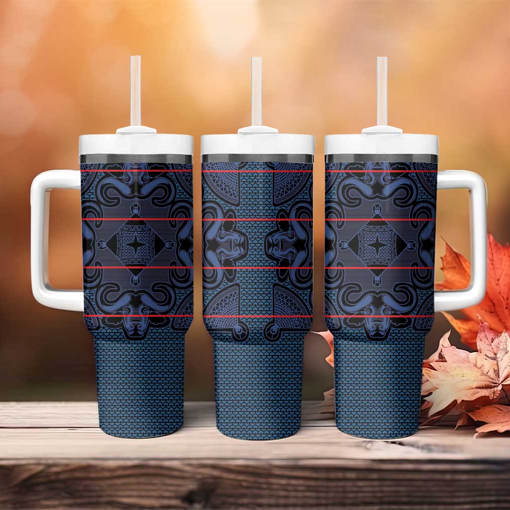 Basotho Blanket Tumbler With Handle Lesotho Motlatsi Seanamarena Heritage - Blue LT15