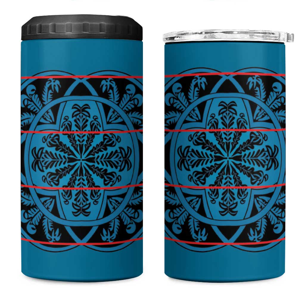 Basotho Blanket 4 in 1 Can Cooler Tumbler Lesotho Kharetsa Seanamarena Heritage - Blue LT15