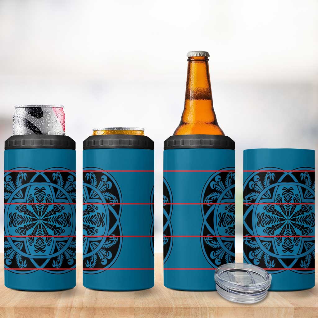 Basotho Blanket 4 in 1 Can Cooler Tumbler Lesotho Kharetsa Seanamarena Heritage - Blue LT15