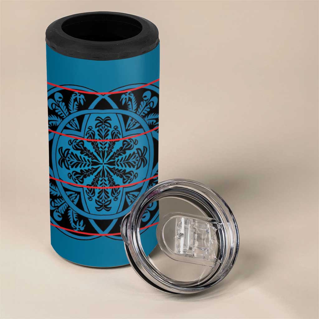 Basotho Blanket 4 in 1 Can Cooler Tumbler Lesotho Kharetsa Seanamarena Heritage - Blue LT15