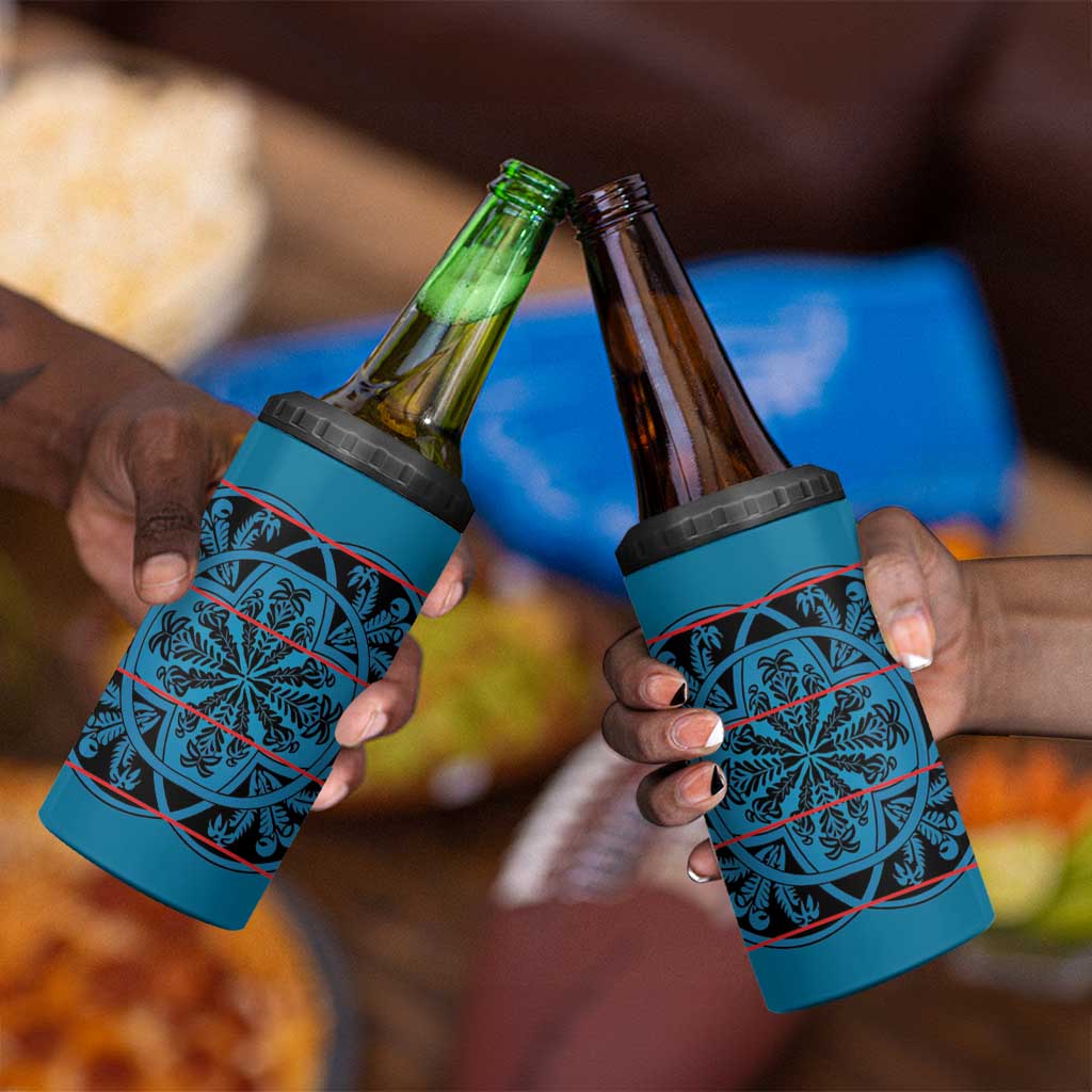 Basotho Blanket 4 in 1 Can Cooler Tumbler Lesotho Kharetsa Seanamarena Heritage - Blue LT15