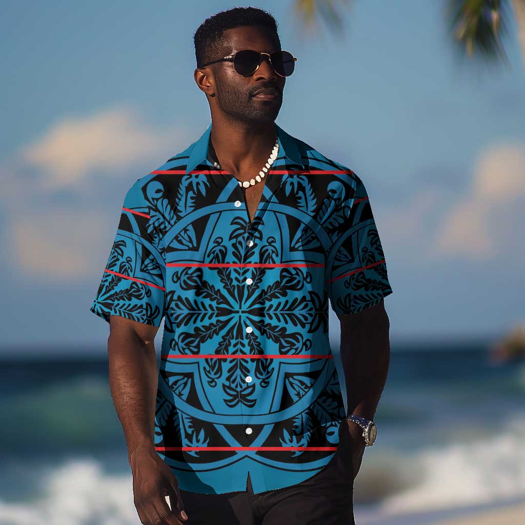 Basotho Blanket Hawaiian Shirt Lesotho Kharetsa Seanamarena Heritage - Blue LT15
