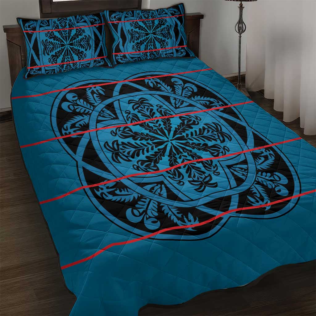 Basotho Blanket Quilt Bed Set Lesotho Kharetsa Seanamarena Heritage - Blue LT15