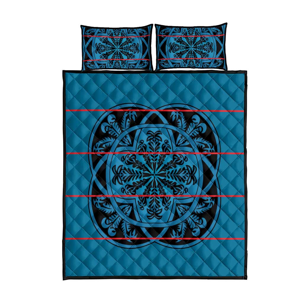 Basotho Blanket Quilt Bed Set Lesotho Kharetsa Seanamarena Heritage - Blue LT15