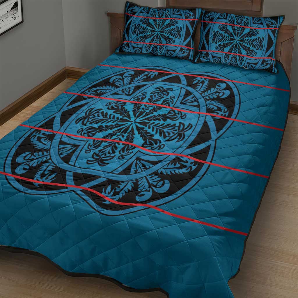 Basotho Blanket Quilt Bed Set Lesotho Kharetsa Seanamarena Heritage - Blue LT15