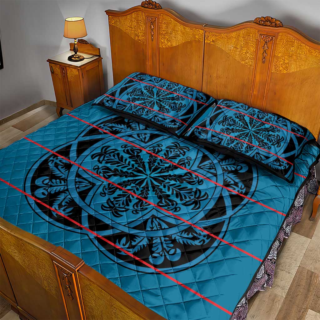 Basotho Blanket Quilt Bed Set Lesotho Kharetsa Seanamarena Heritage - Blue LT15