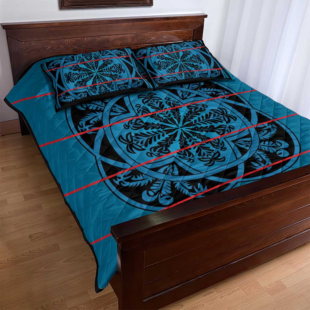 Basotho Blanket Quilt Bed Set Lesotho Kharetsa Seanamarena Heritage - Blue LT15