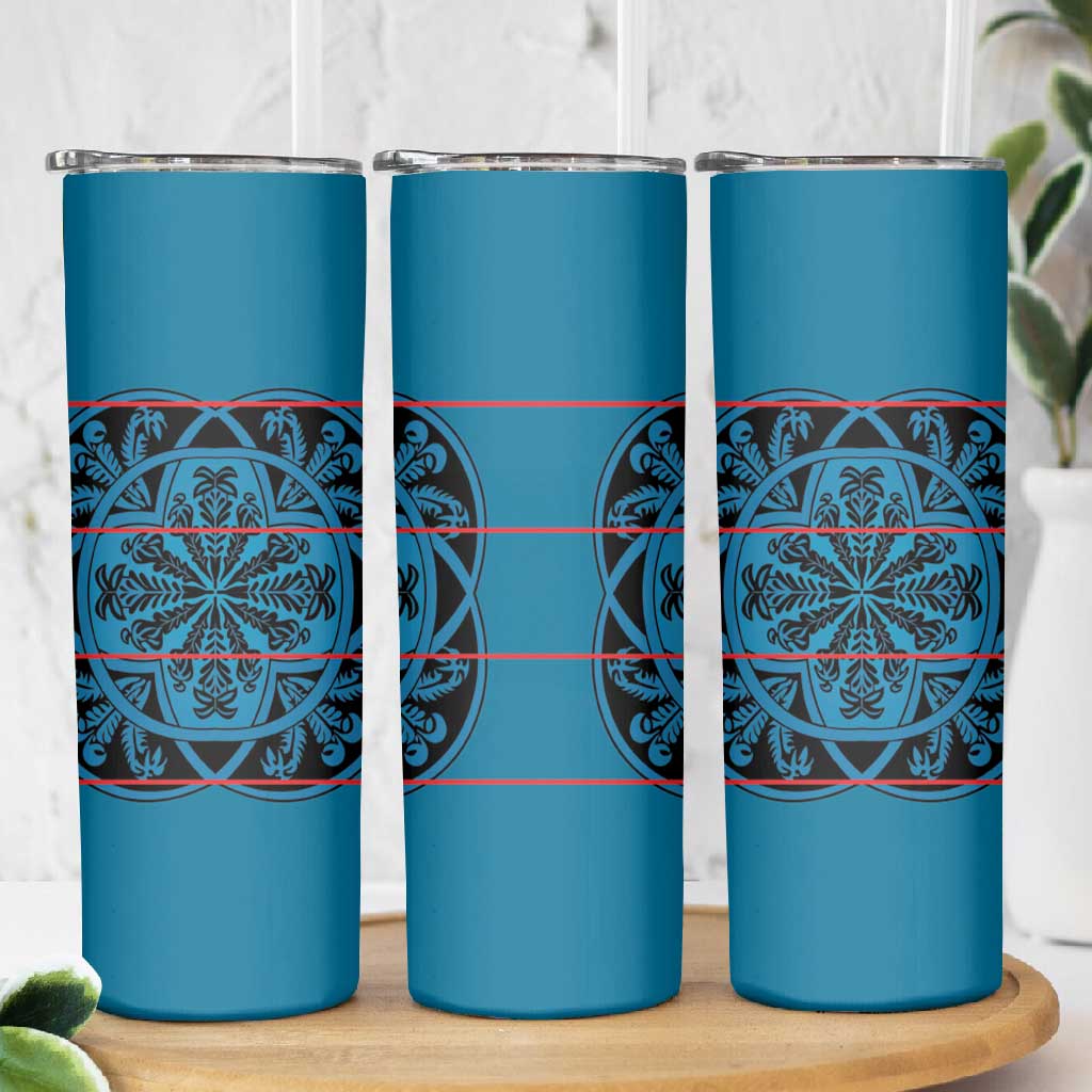 Basotho Blanket Skinny Tumbler Lesotho Kharetsa Seanamarena Heritage - Blue LT15