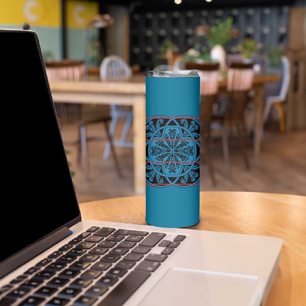 Basotho Blanket Skinny Tumbler Lesotho Kharetsa Seanamarena Heritage - Blue LT15