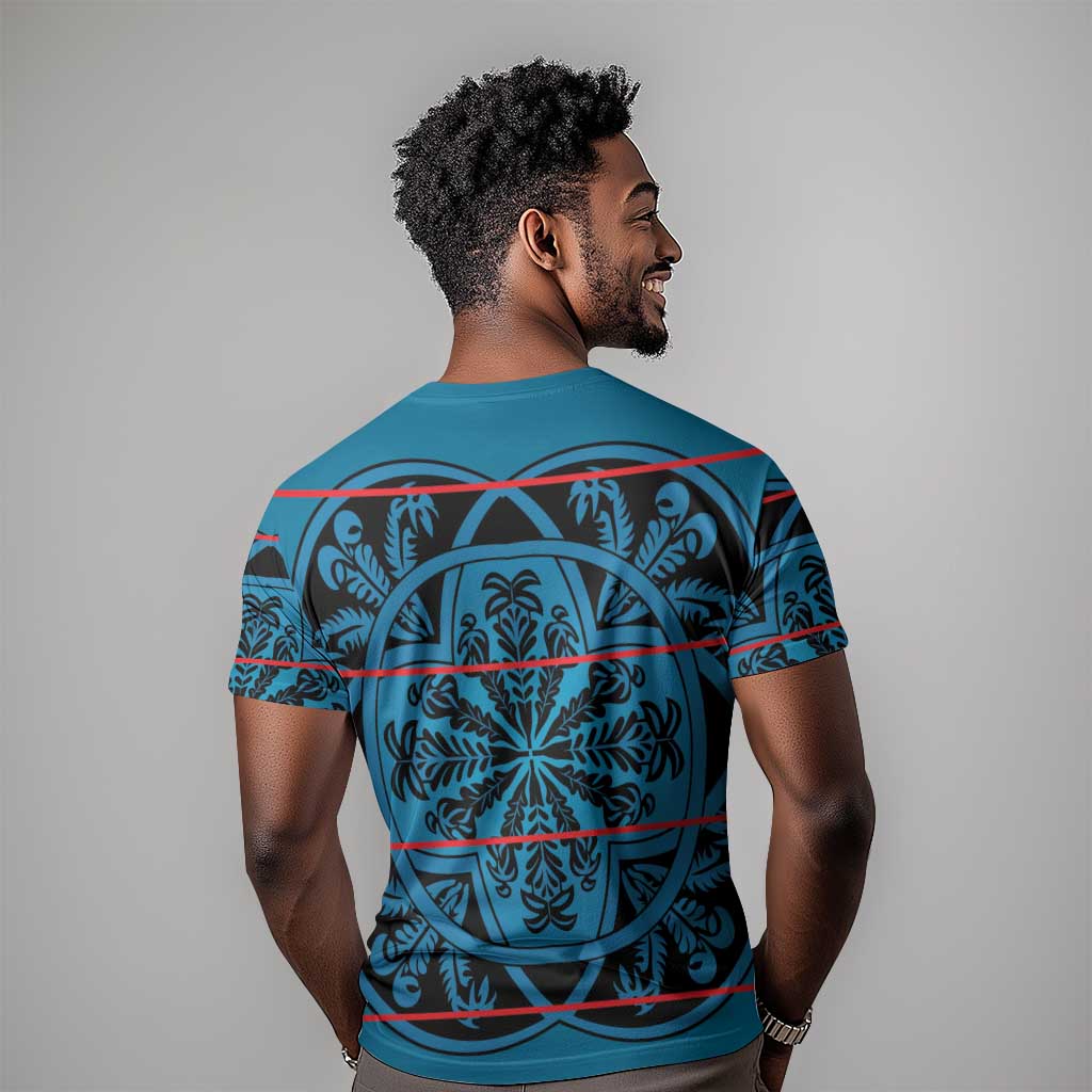Basotho Blanket T shirt Lesotho Kharetsa Seanamarena Heritage - Blue LT15