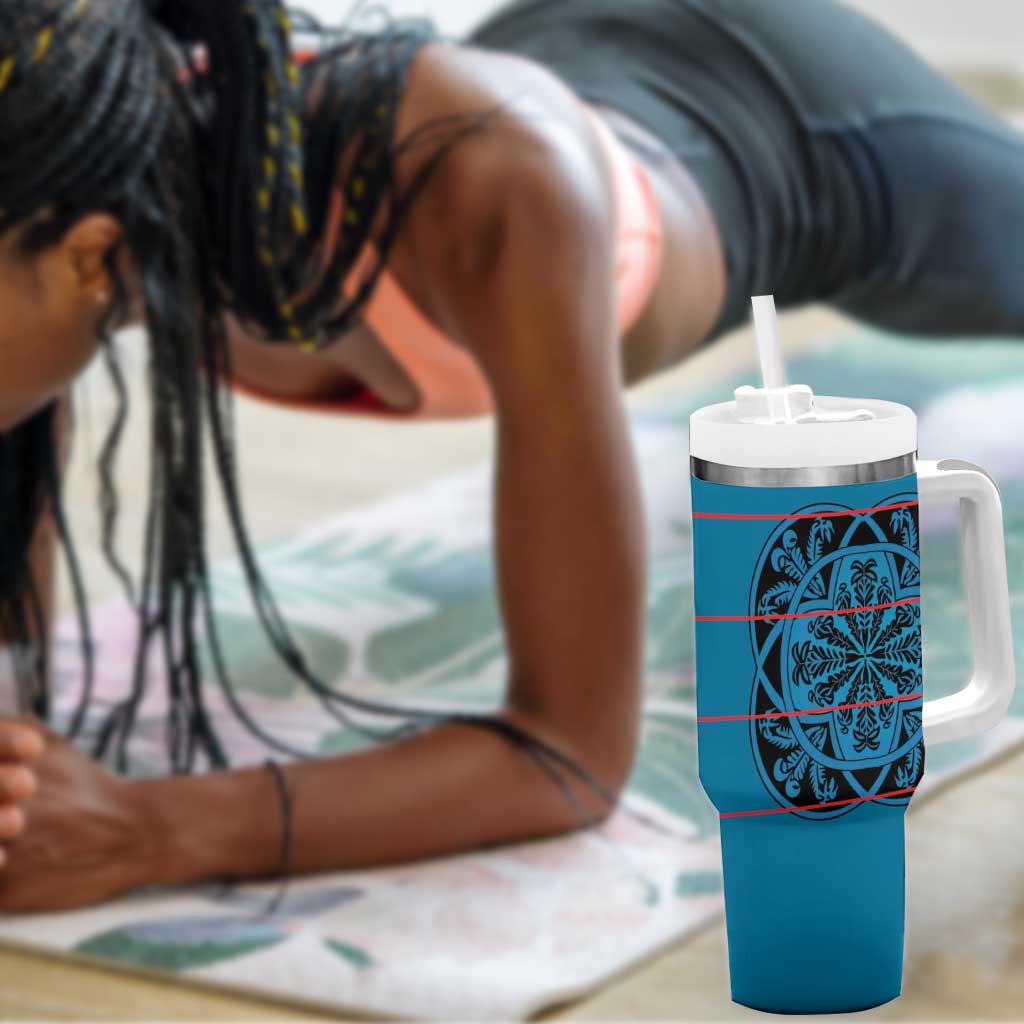 Basotho Blanket Tumbler With Handle Lesotho Kharetsa Seanamarena Heritage - Blue LT15