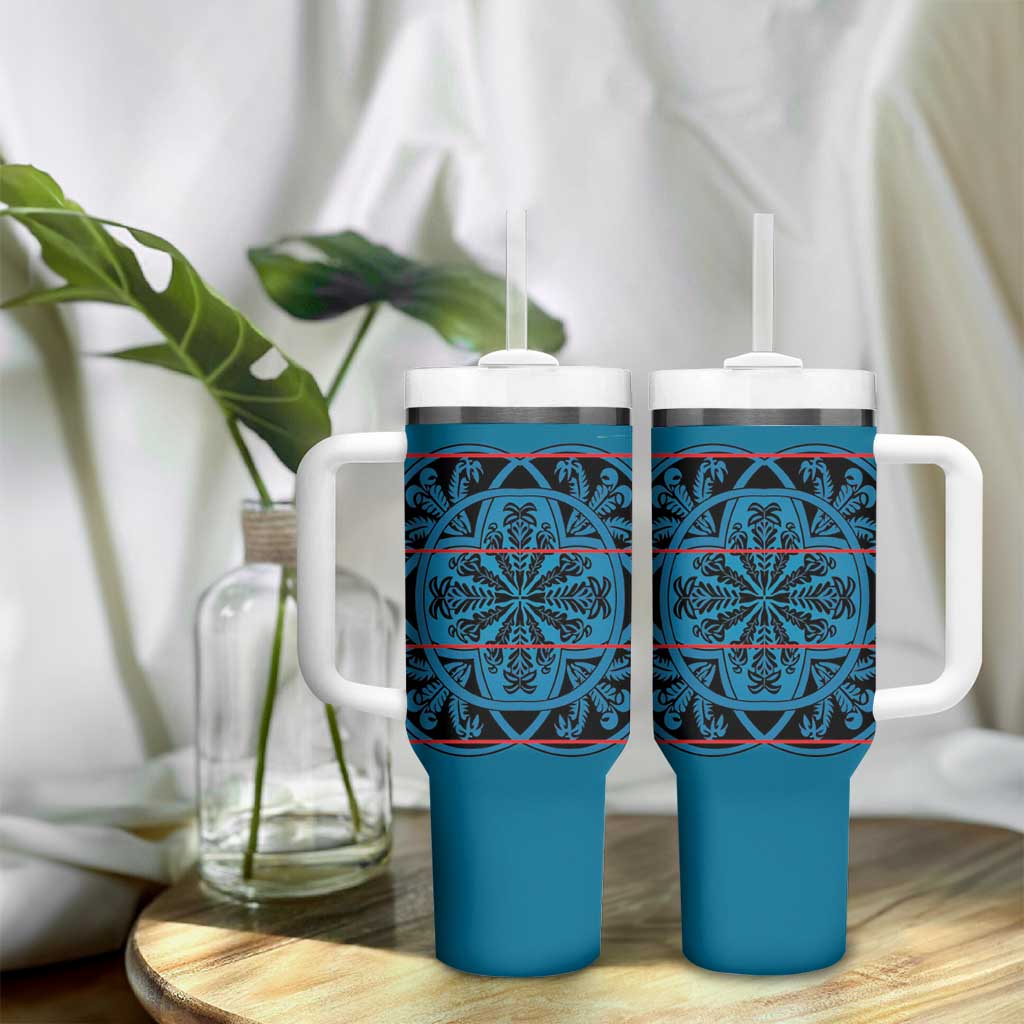 Basotho Blanket Tumbler With Handle Lesotho Kharetsa Seanamarena Heritage - Blue LT15