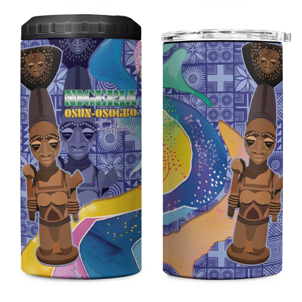 Nigeria Osun-Osogbo Festival 4 in 1 Can Cooler Tumbler Oshun God - Yoruba Pattern LT15