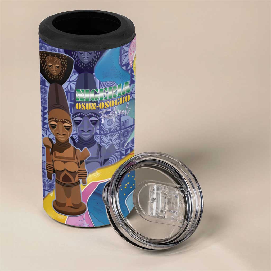 Nigeria Osun-Osogbo Festival 4 in 1 Can Cooler Tumbler Oshun God - Yoruba Pattern LT15